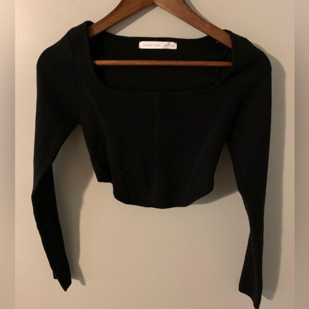 Altar’d state black knit long sleeve crop top xs
